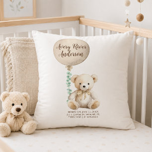Almohada de nacimiento de osito de peluche neutral
