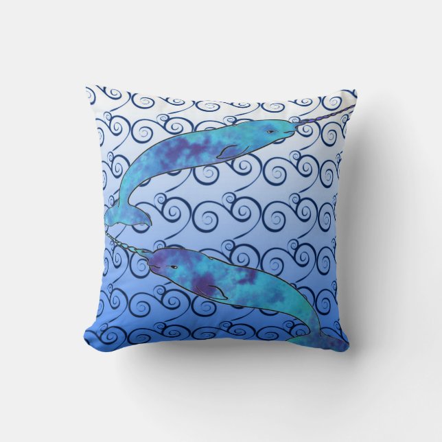 Almohada de Narwhal del teñido anudado (Anverso)