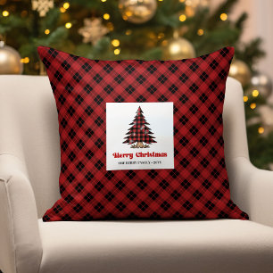 Almohada de Navidad a cuadros de granja elegante B