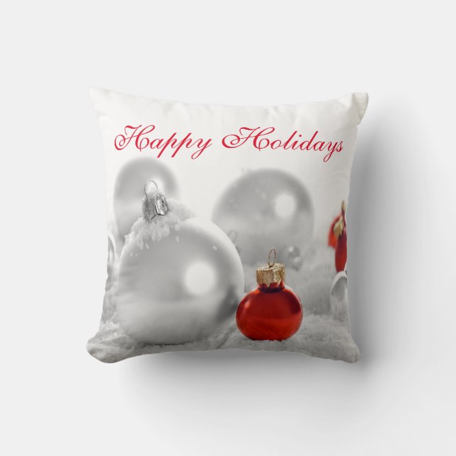 Almohada de Navidad/ Adornos y Nieve (Anverso)