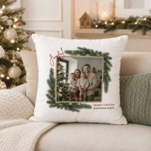 Almohada de Navidad alegre con marco de foto para