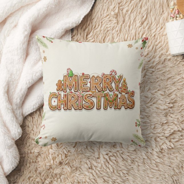 Almohada de Navidad Alegre de Jengibre – Festiva d (Manta)