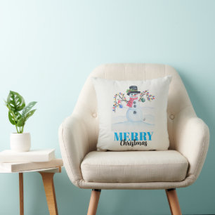 Almohada de Navidad Alegre Muñeco de Nieve