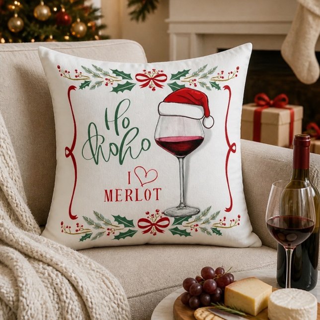 Almohada de Navidad Amo Merlot (Subido por el creador)