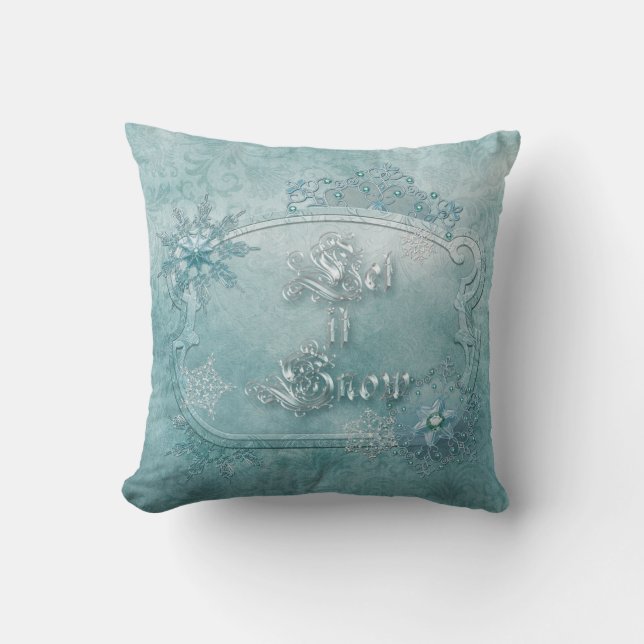 Almohada de Navidad Azul Hielo (Anverso)