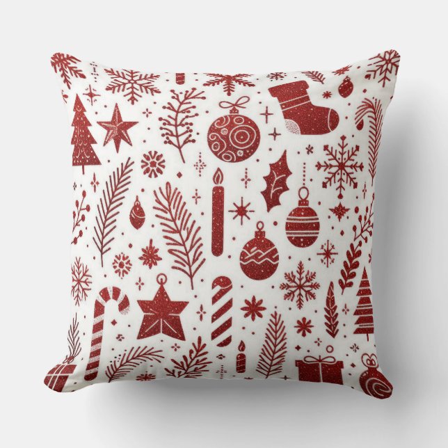 Almohada de Navidad Blanca Roja (Anverso)
