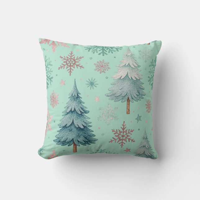 Almohada de Navidad con árbol y copo de nieve (Anverso)