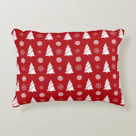 Almohada de Navidad con Árboles y Copos de Nieve