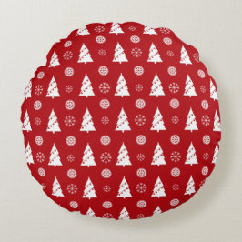 Almohada de Navidad con Árboles y Copos de Nieve