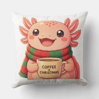 Almohada de Navidad con café y ajolote lindo