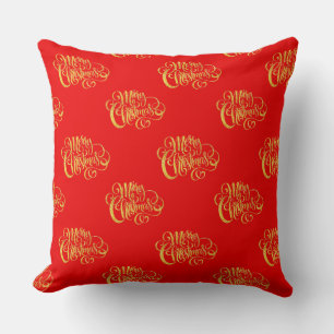 Almohada de Navidad con caligrafía dorada