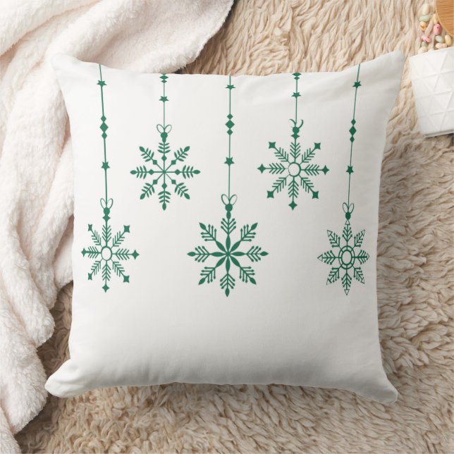 Almohada de Navidad con copos de nieve verdes colg (Manta)