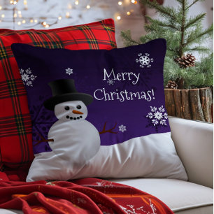 Almohada de Navidad con escena invernal de muñeco 