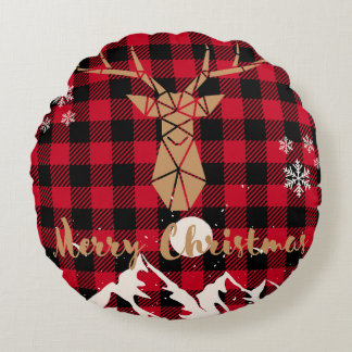 Almohada de Navidad con estampado de búfalo rojo y