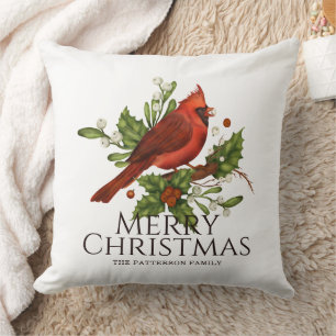 Almohada de Navidad con nombre regalo Cardenal Roj
