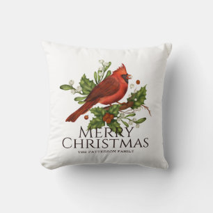 Almohada de Navidad con nombre regalo Cardenal Roj