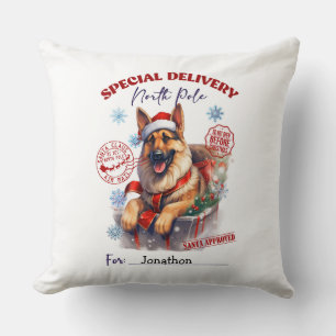 Almohada de Navidad con pastor alemán lindo