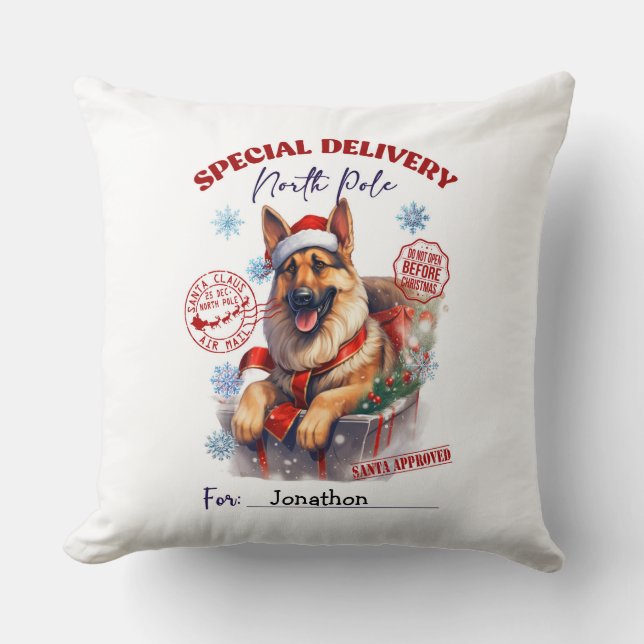 Almohada de Navidad con pastor alemán lindo (Anverso)