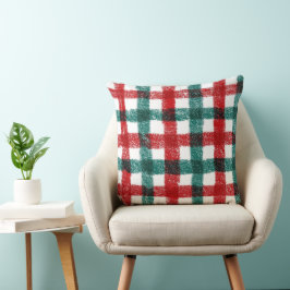 Almohada de Navidad con pinceladas a mano en rojo