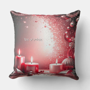 Almohada de Navidad con Velas Rojas