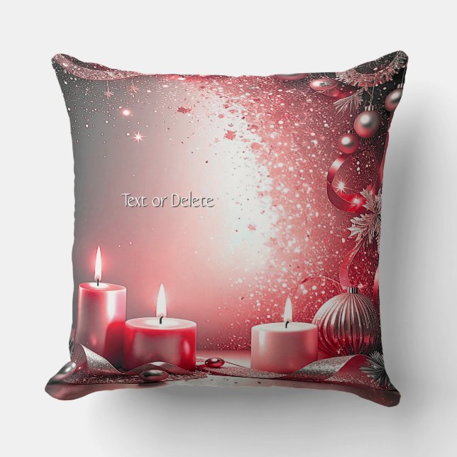 Almohada de Navidad con Velas Rojas (Anverso)