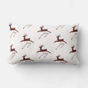 Almohada de Navidad Cuadrada de Plaid Alegría Reno