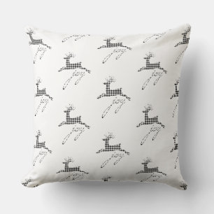 Almohada de Navidad Cuadrada de Plaid Alegría Reno