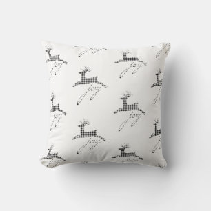 Almohada de Navidad Cuadrada de Plaid Alegría Reno