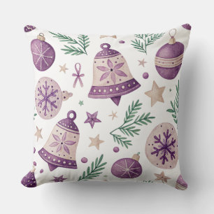 Almohada de Navidad de acuarela violeta de 20x20"