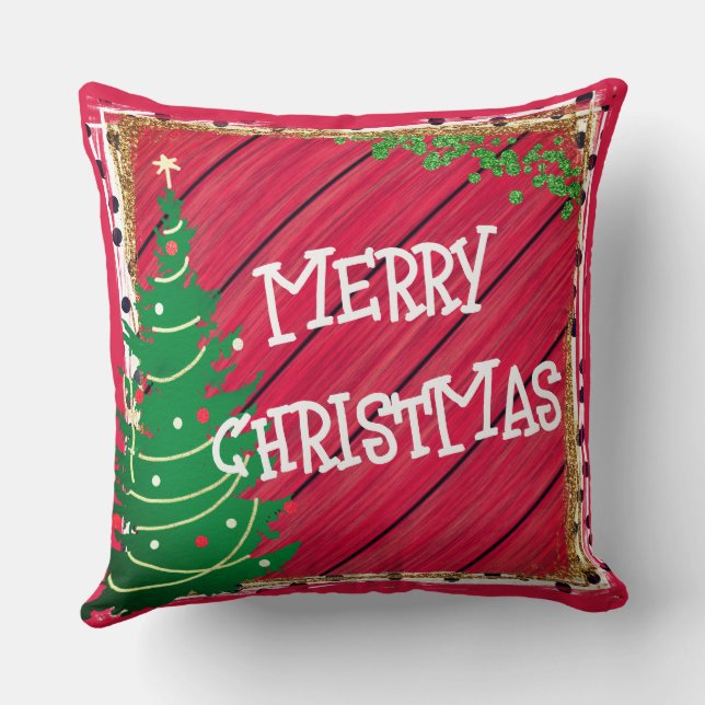 Almohada de Navidad de árbol de Navidad - Algodón  (Reverso )