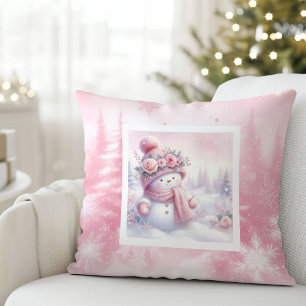 Almohada de Navidad de bosque de muñeco de nieve P