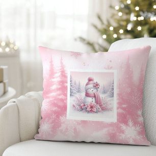 Almohada de Navidad de bosque de Pinkmas suave con