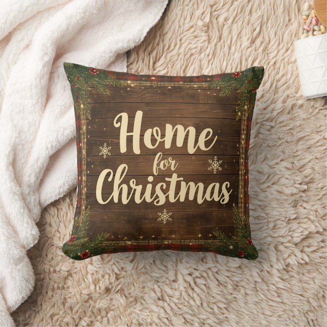 Almohada de Navidad de Cabaña Rústica | Acogedora (Manta)