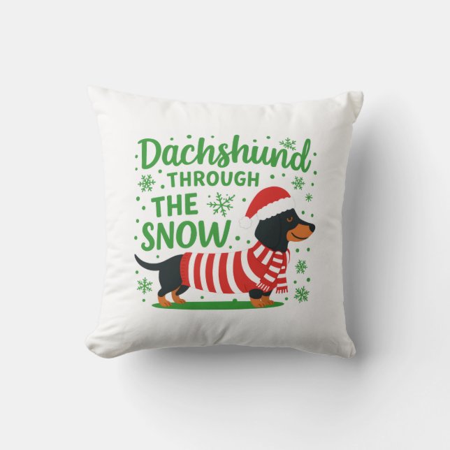 Almohada de Navidad de Dachshund (Anverso)