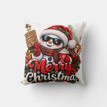 Almohada de Navidad de muñeco de nieve genial - Re