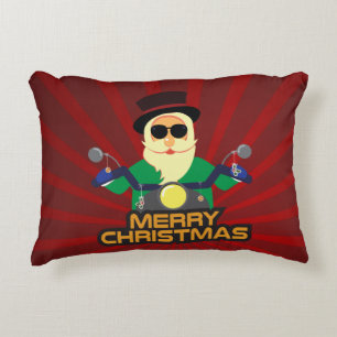 Almohada de Navidad de Papá Noel Motero 16" x 12"