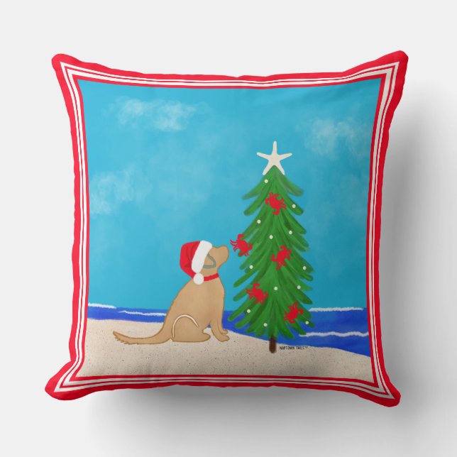 Almohada de Navidad de Playa Dorada Costera 2025 (Anverso)