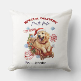 Almohada de Navidad de Retriever Dorado Adorable