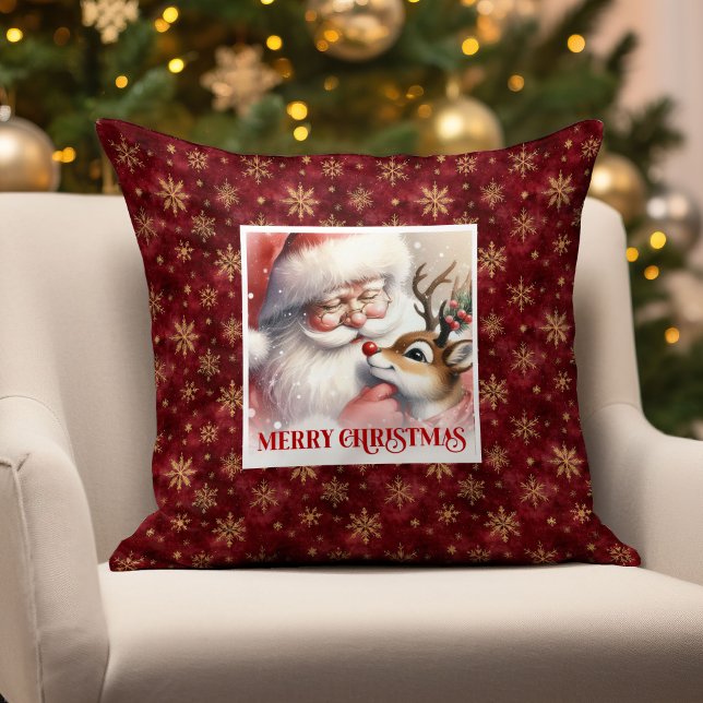 Almohada de Navidad de Santa Claus Rudolph Acento  (Santa Claus Rudolph Christmas Pillow Festive Accent

)