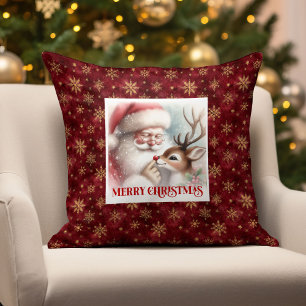 Almohada de Navidad de Santa Claus y Rudolph decor