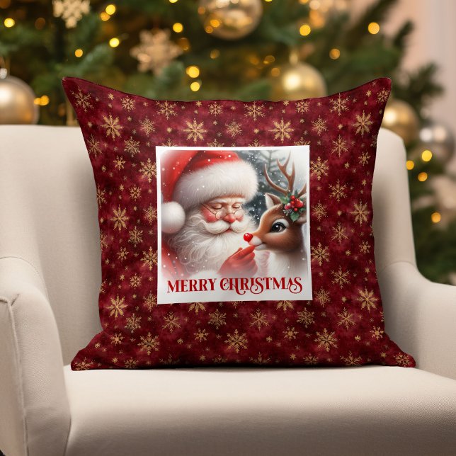 Almohada de Navidad de Santa Claus y Rudolph para  (Santa Claus & Rudolph Christmas Pillow for Winter Cheer
)
