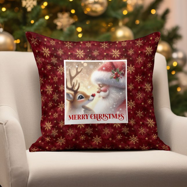 Almohada de Navidad de Santa Rudolph Diversión Inv (Santa Rudolph Christmas Pillow Festive Winter Fun )