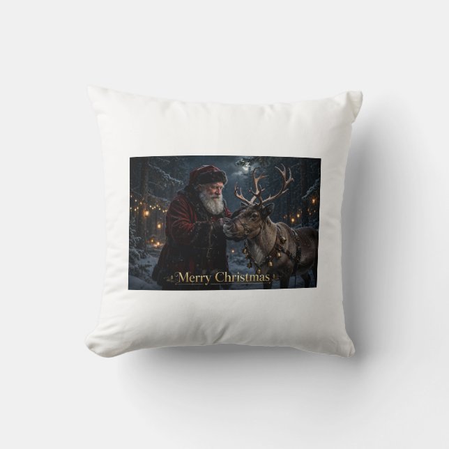 Almohada de Navidad de Santa y Reno (Anverso)