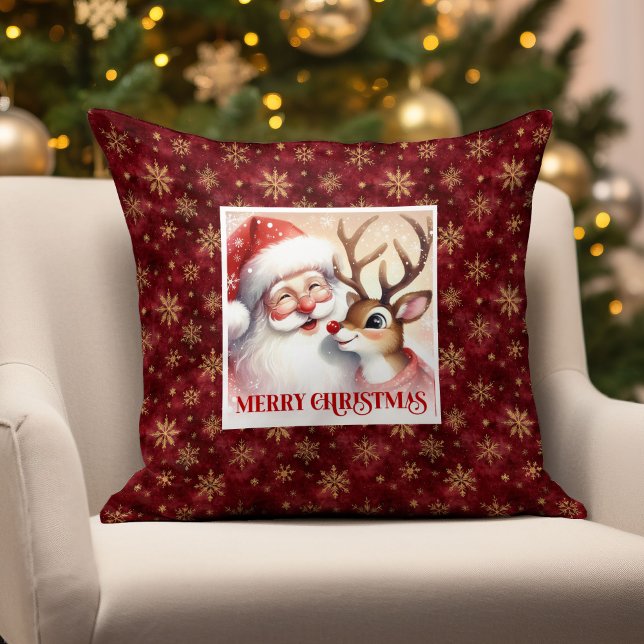 Almohada de Navidad de Santa y Rudolph decoración  (Cute Santa and Rudolph Christmas Pillow Home Accent

)