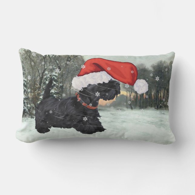 Almohada de Navidad de Terrier Escocés (Anverso)