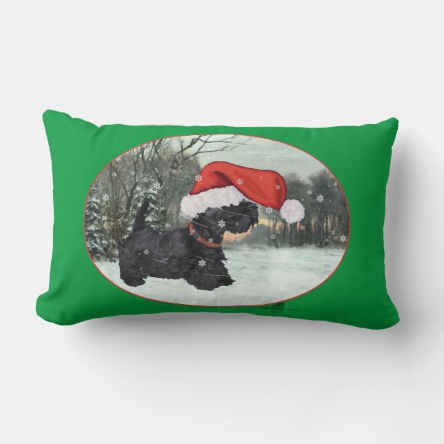 Almohada de Navidad de Terrier Escocés (Anverso)