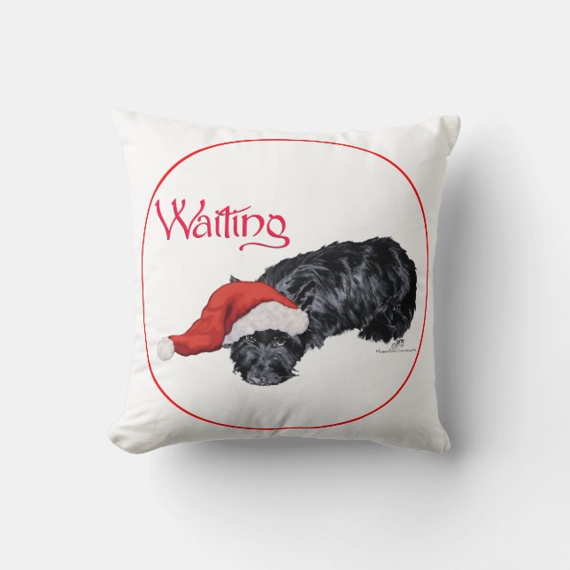 Almohada de Navidad de Terrier Escocés (Anverso)