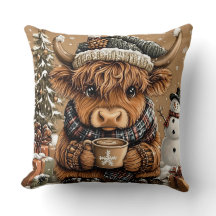 Almohada de Navidad de Vaca de las Tierras Altas A