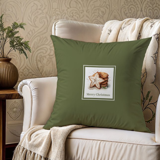 Almohada de Navidad familiar tonos terrosos acoged (Cozy Earthy Tones Family Christmas Pillow)