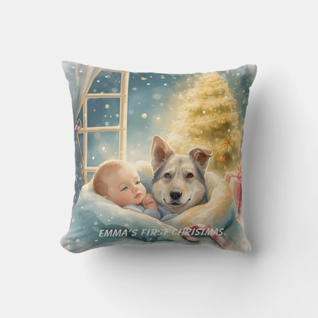 Almohada de Navidad para bebé y cachorro de ojos a (Anverso)